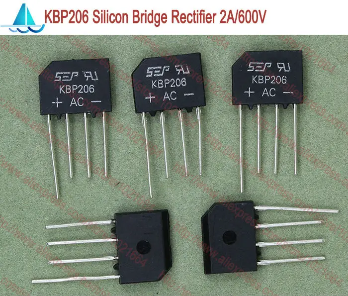 10 шт./лот KBP206 4-контактный Плоский мостовой выпрямитель DIP 2A 600V | Электронные