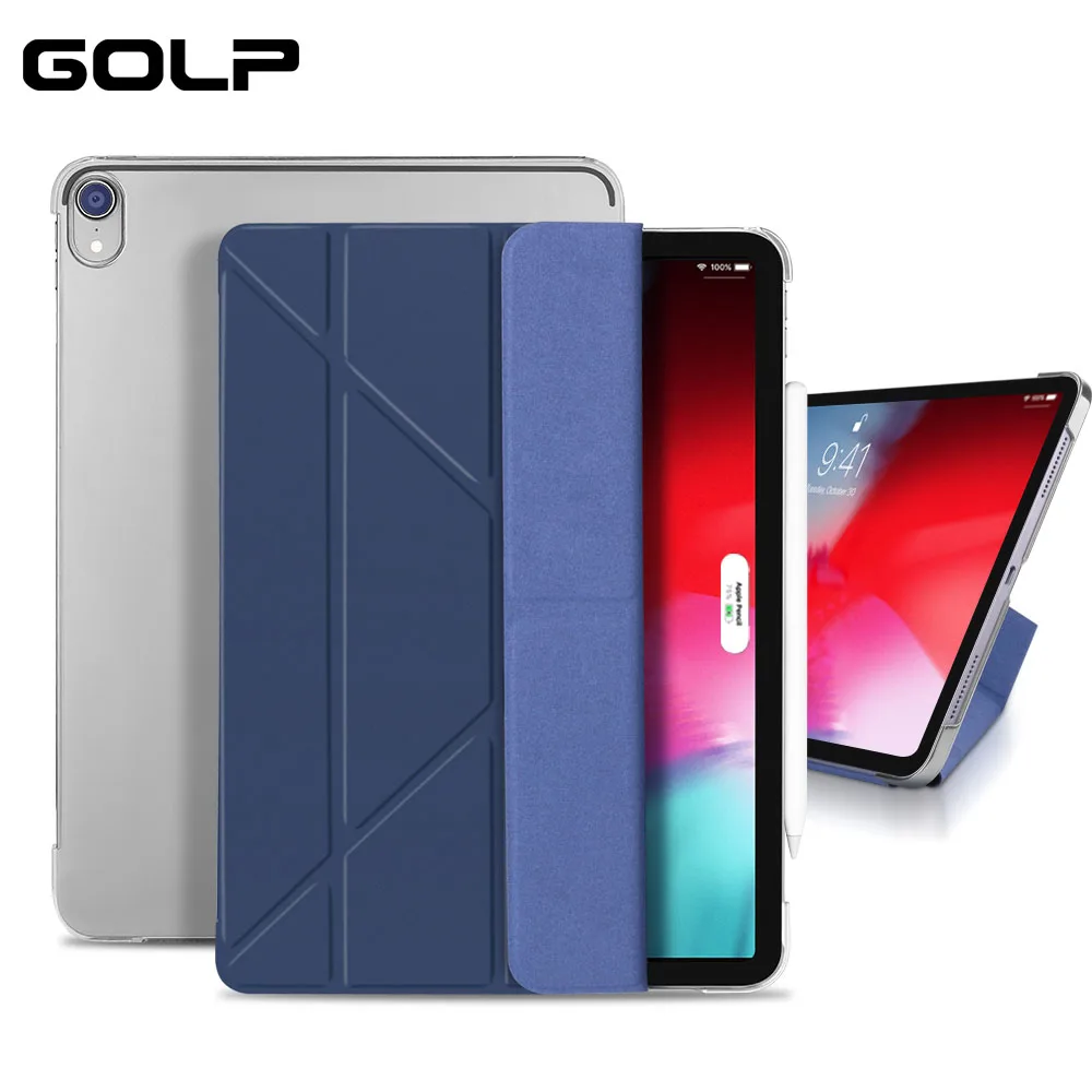 Чехол для iPad Pro 12,9, GOLP из искусственной кожи передняя крышка+ Жесткий ПК задняя Магнитная Смарт-Крышка для iPad Pro 11 чехол