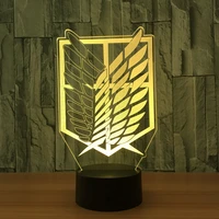 anime attack on titan wings of liberty lamp 3d baby light novelty toy lamp 7 color changing illusion led toy action figure