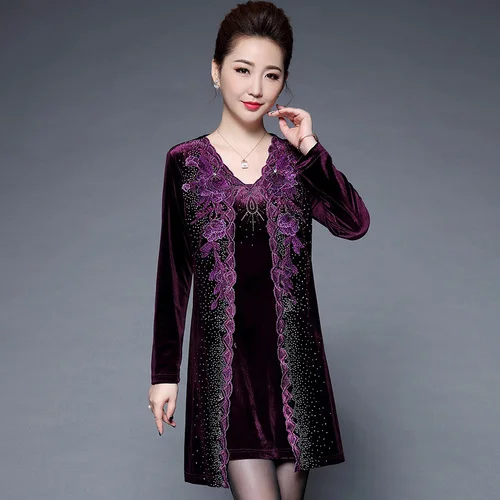 Осеннее женское платье новый стиль зимнее с v-образным вырезом и большой код Xxxxxl