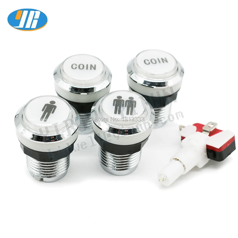 

Arcade Buttons Chrome Silver Plated 5V / 12V LED Illuminated Push Button 1P / 2P Player Start Buttons / 2x Coin Buttons