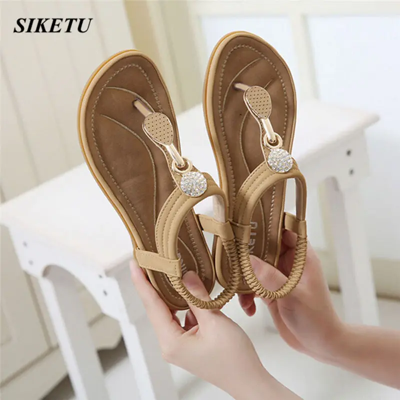 Summer Women Bohemian national style Fashion Flat Large Size Casual Sandals Beach Shoes Gladiator Rome shoes woman @W | Обувь