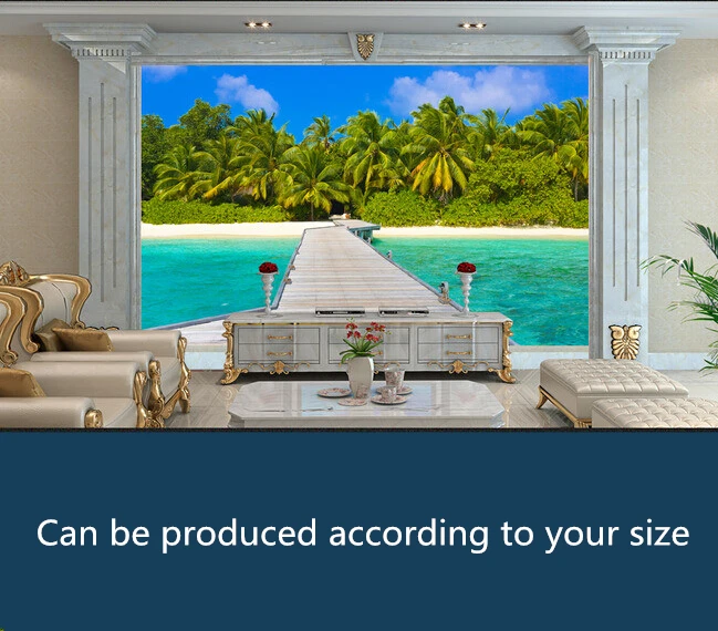 Пользовательские пейзажные обои фрески морские кокосовые деревья для гостиной