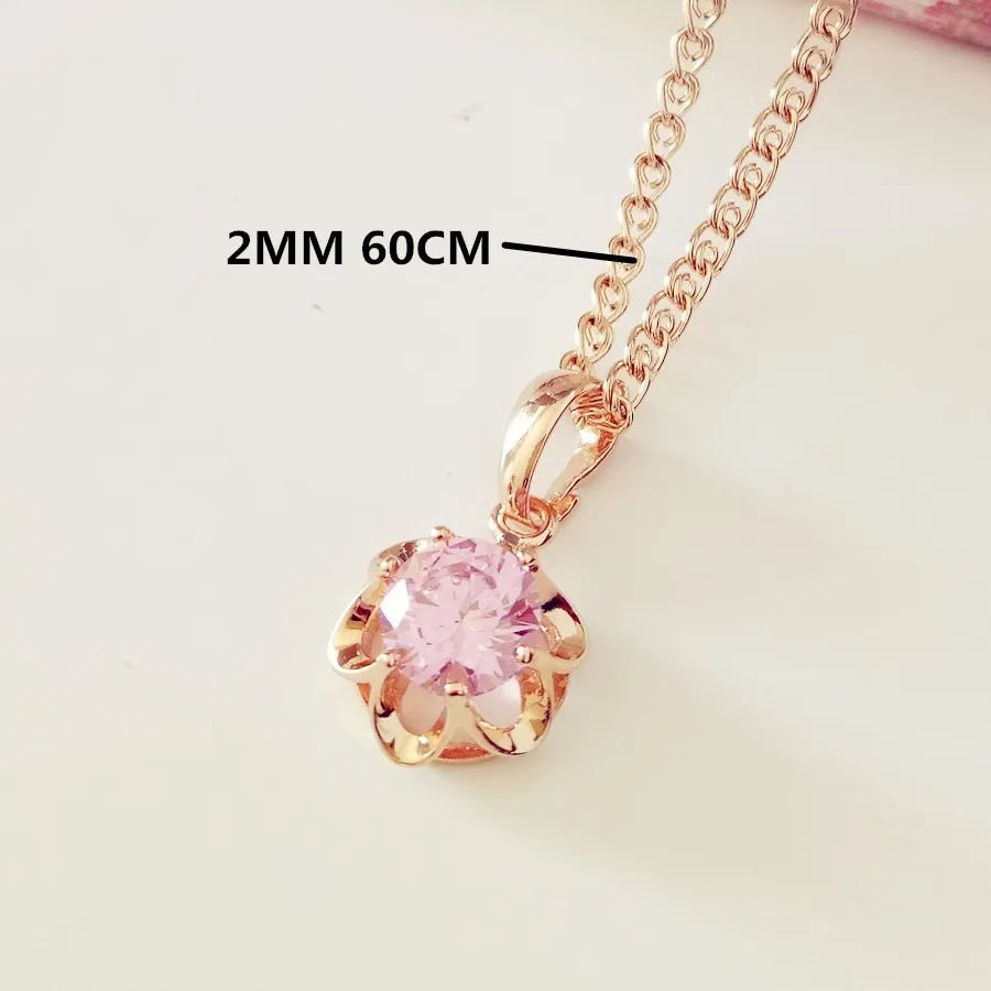 with 60cm chain Кулоны новые милые женские ювелирные изделия розовое золото цвет ювелирные изделия Роскошная сумочка-клатч круглой формы фиолетовые кубические циркониевые кулоны, ожерелья - Окраска металла: with 60cm chain