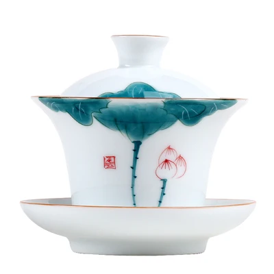 Ручная роспись керамический чай Tureen Kung Fu Puɾr черный Oolong чайная посуда большая