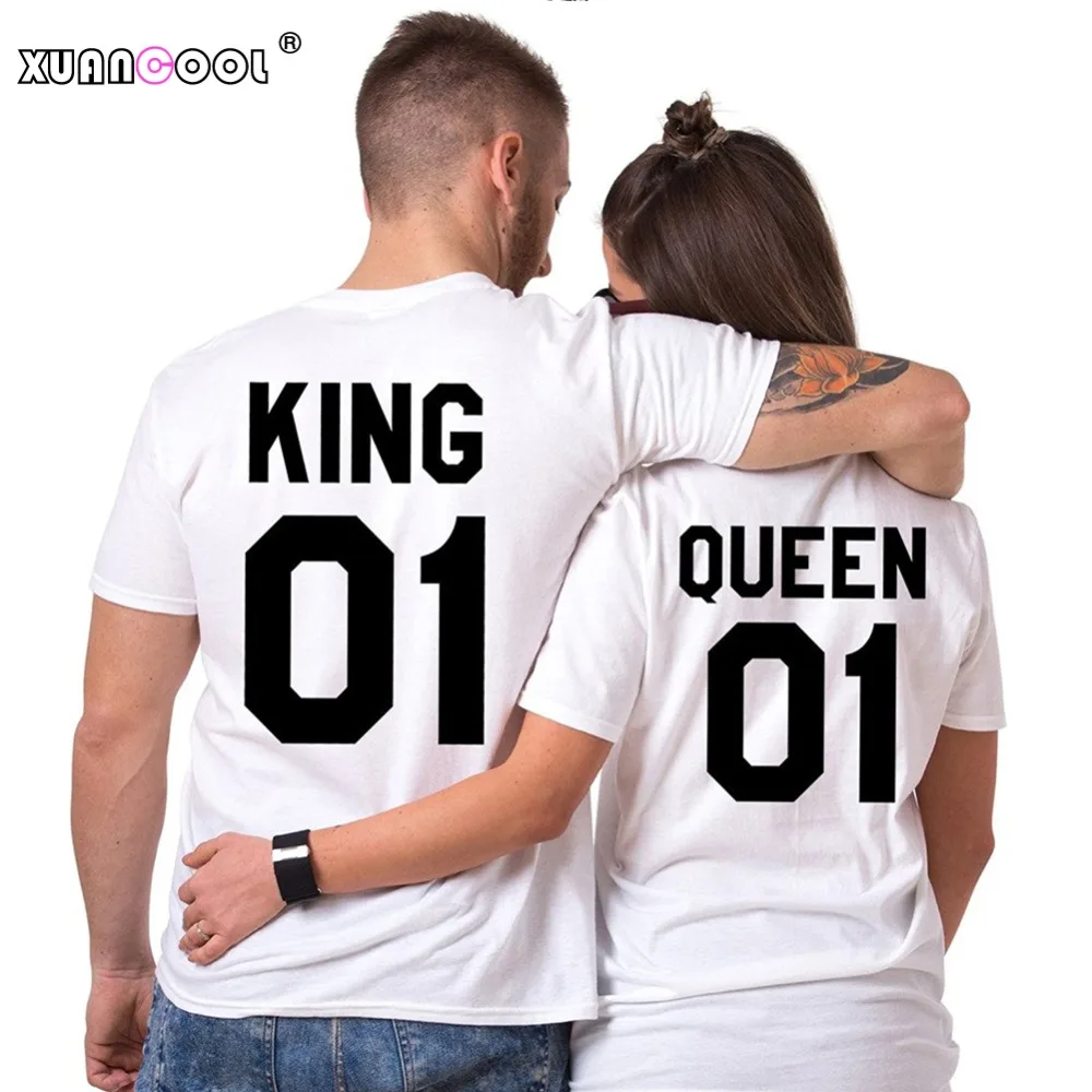 Xuancool Летний Стиль Новая мода Для мужчин Для женщин футболка King 01 Queen 01 одинаковые футболки унисекс наряд Camisetas Mujer