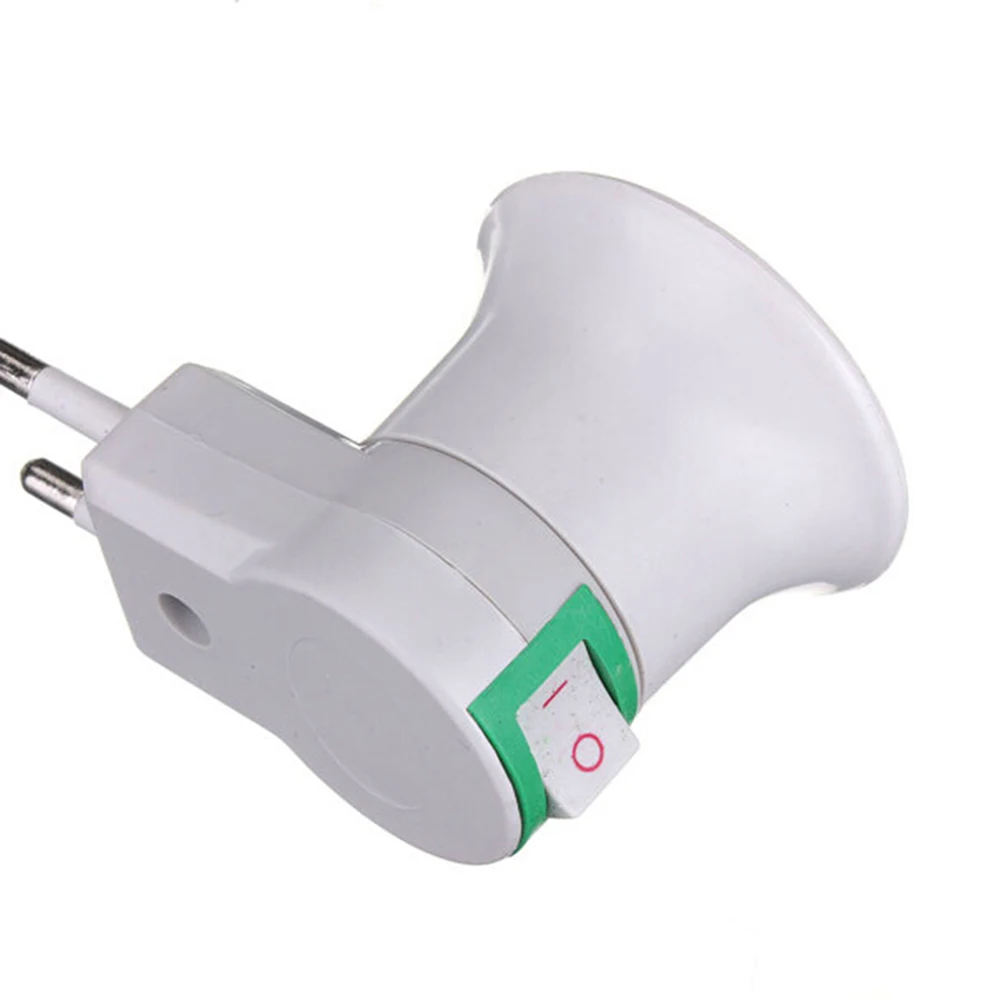 1pc Quality E27 EU plug adapter with power on-off Flexible control switch LED Light Bulb Lamp Base Holder Screw Socket Adapter | Лампы и