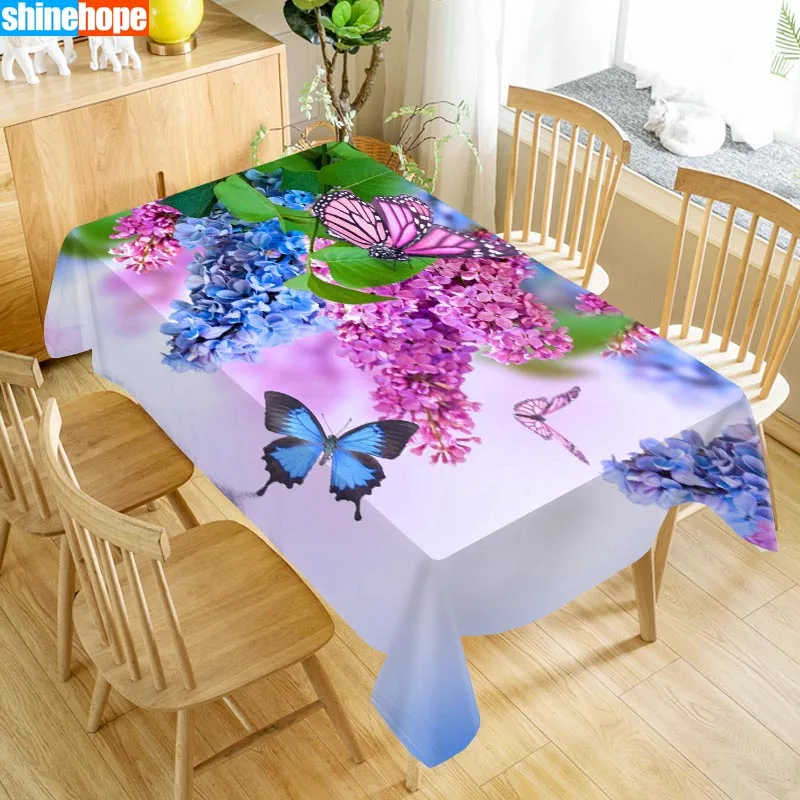 New Arrival Custom Flower and Butterfly Table Cloth Waterproof Oxford Fabric Rectangular Tablecloth Home Party | Дом и сад