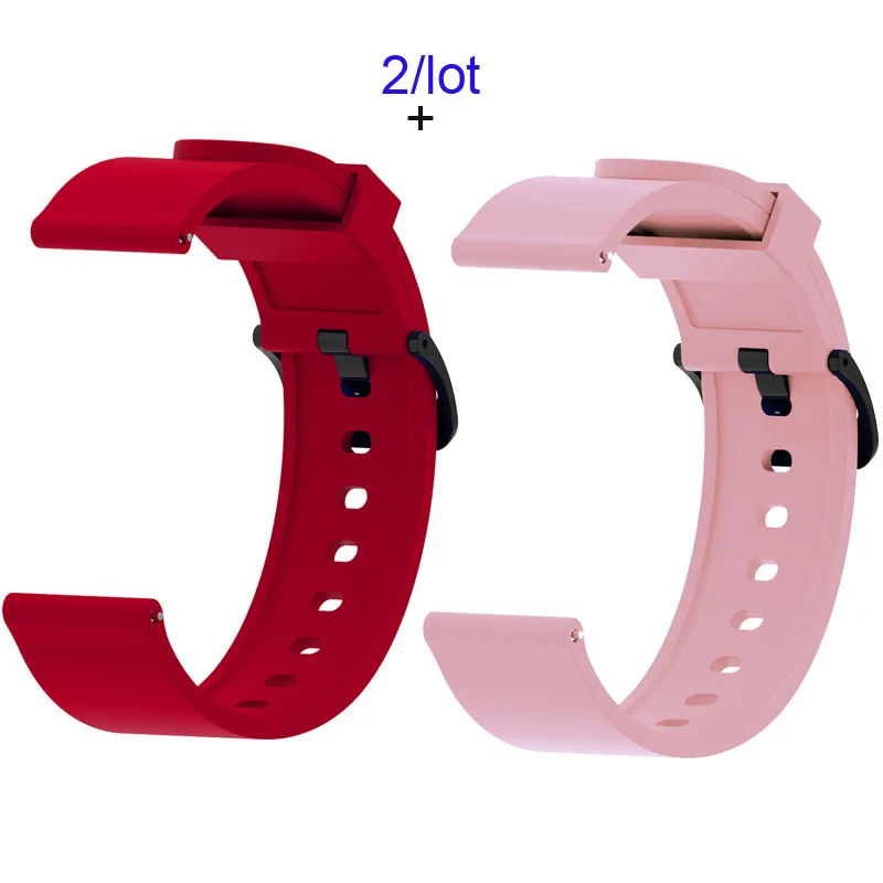 Red-Pink Для Xiaomi Amazfit GTS браслет Amazfit Bip ремешок для часов Amazfit GTR 42 мм силиконовый ремешок для часов - Цвет: Red-Pink