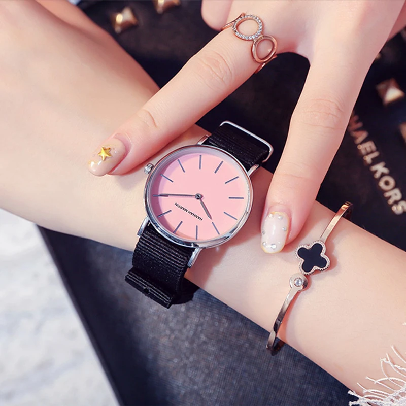 Ханна Martin модные платье Часы Для женщин моды кожаный ремешок аналоговые