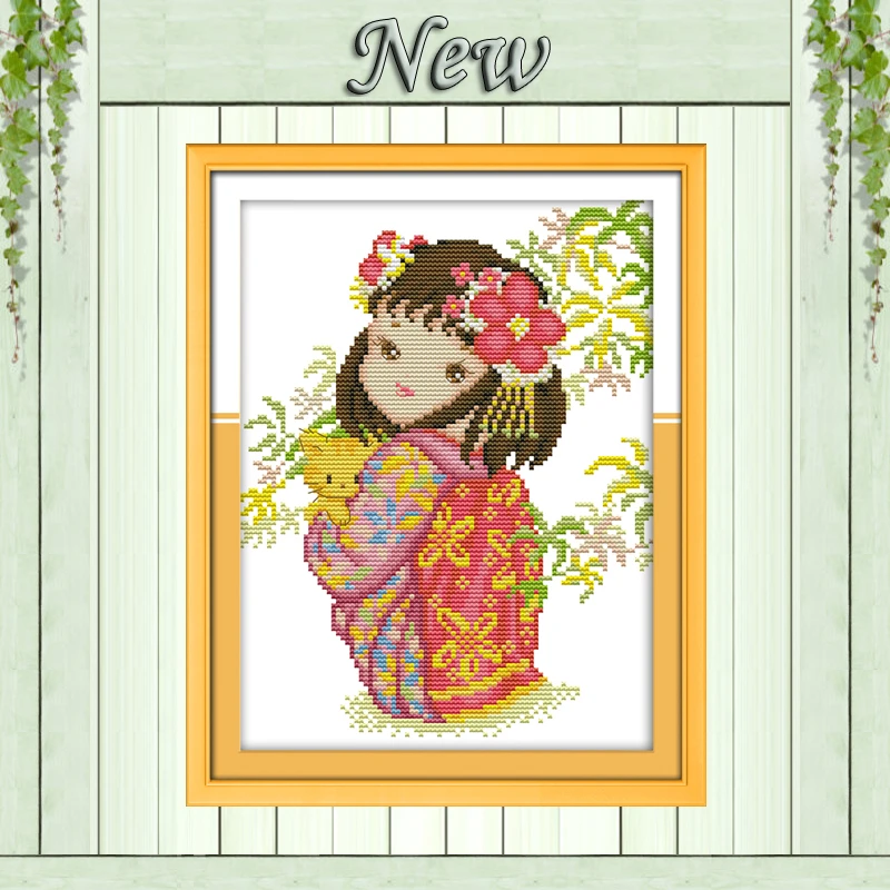 

Кимоно, для девочек и кошек, напечатанное на холсте, вышивка крестиком, наборы для рукоделия, наборы для вышивки, картины