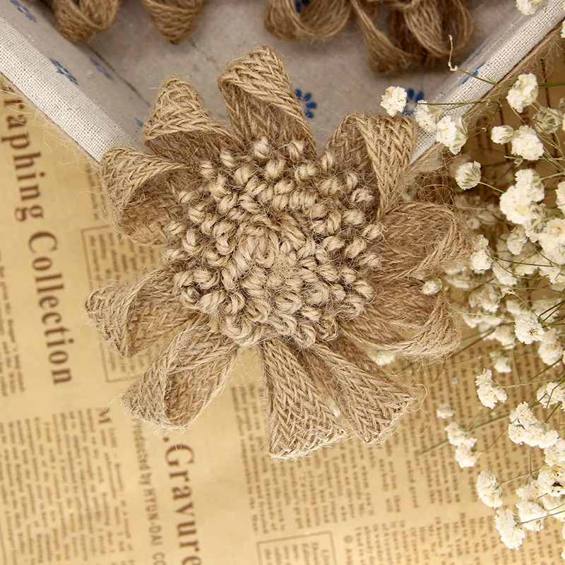 Свадебные украшения невесты винтажный деревенский цветок розы мешковина из