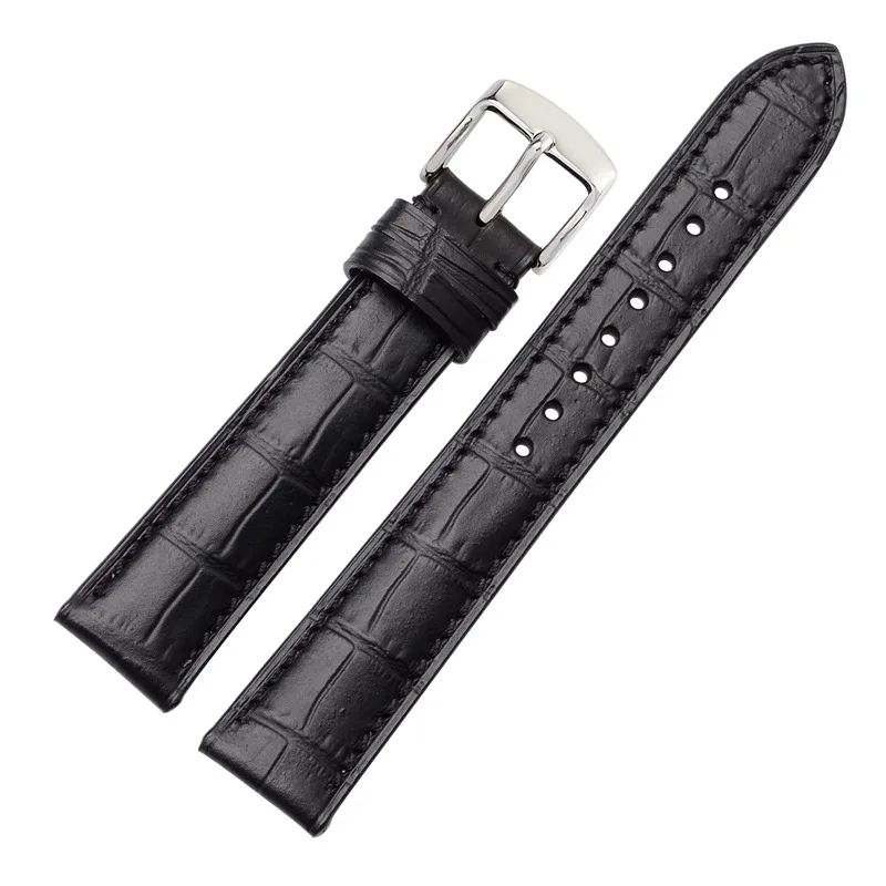 Black-B WOCCI 18 мм 19 мм 20 мм 21 мм 22 мм ремешок для часов из тисненой кожи аллигатора Черный ремешок для часов для мужчин и женщин - Цвет ремешка: Black-B