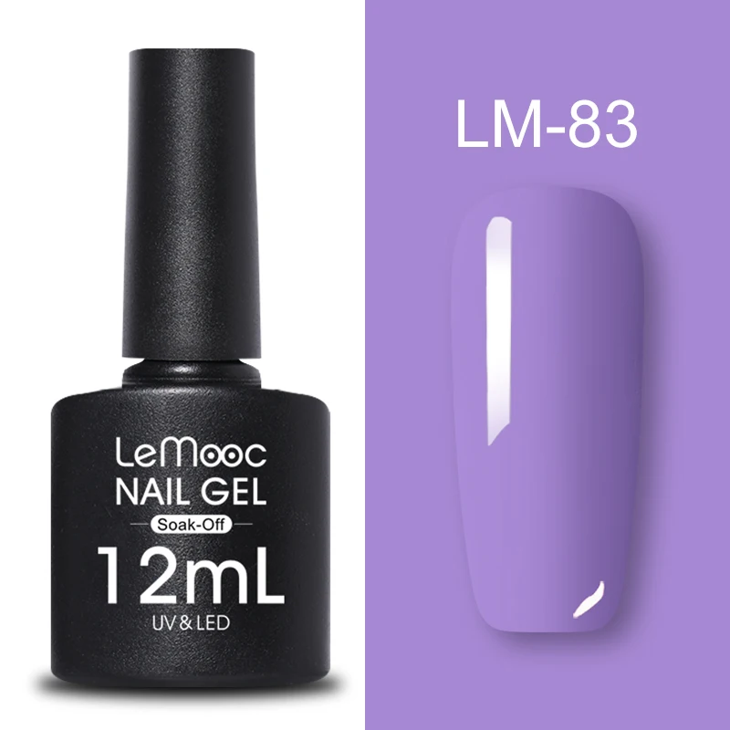LM-83 LEMOOC, 12 мл, Цветной Гель-лак для ногтей, блестки, блестки, полуперманентный замачиваемый лак, УФ-гель, сделай сам, Гель-лак для ногтей - Цвет: LM-83