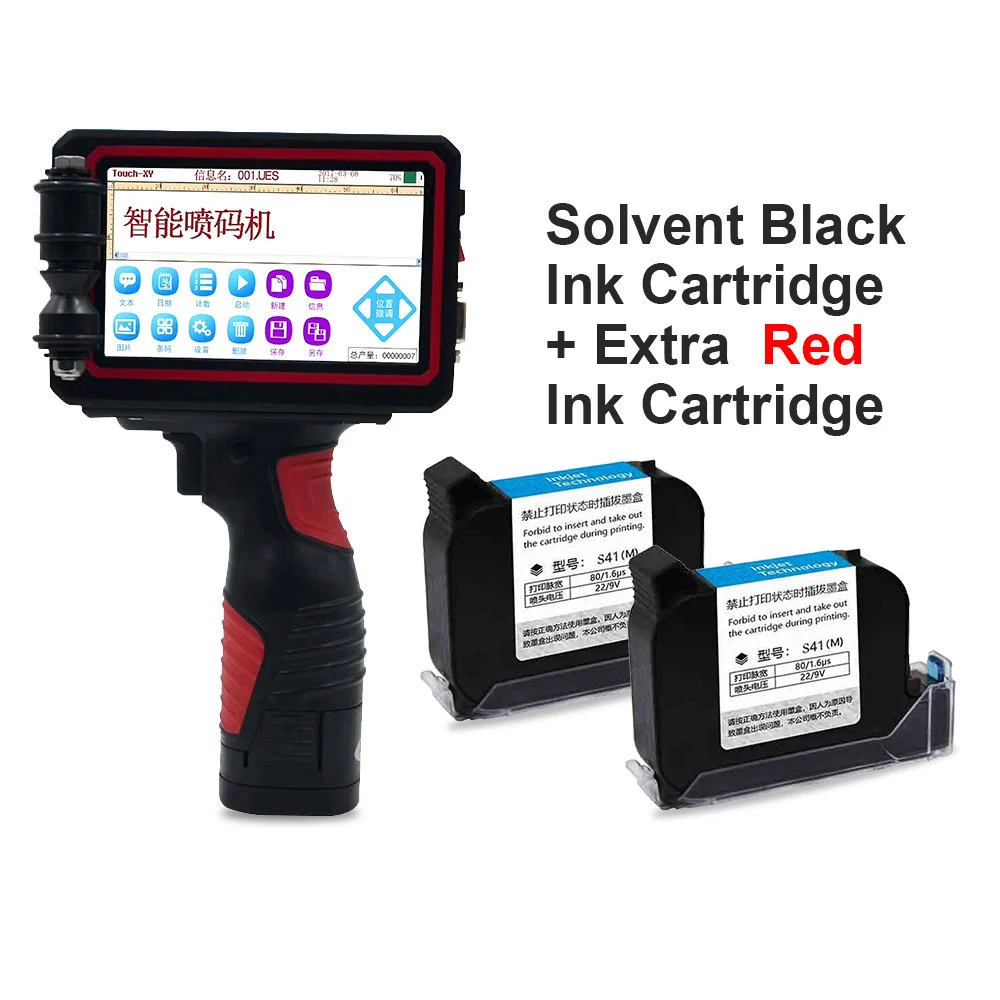extra solvent red Портативный 25,4 мм ручной Интеллектуальный принтер с сенсорным экраном струйный принтер с номером даты QR код штрих-код для печати коробок - Цвет: extra solvent red