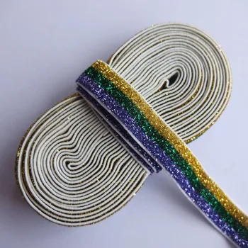 5 Yards Striped Glitter elastic bands 5/8'' Apparel Sewing Elastic Fabric DIY Garment accessories Hair Elastic Headband Hair bow 3