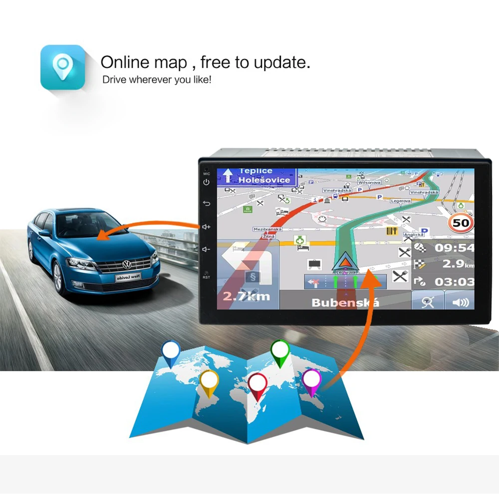 2 din Android 7 1 четырехъядерный автомобильный Радио Стерео Bluetooth gps wifi FM/AM in dash