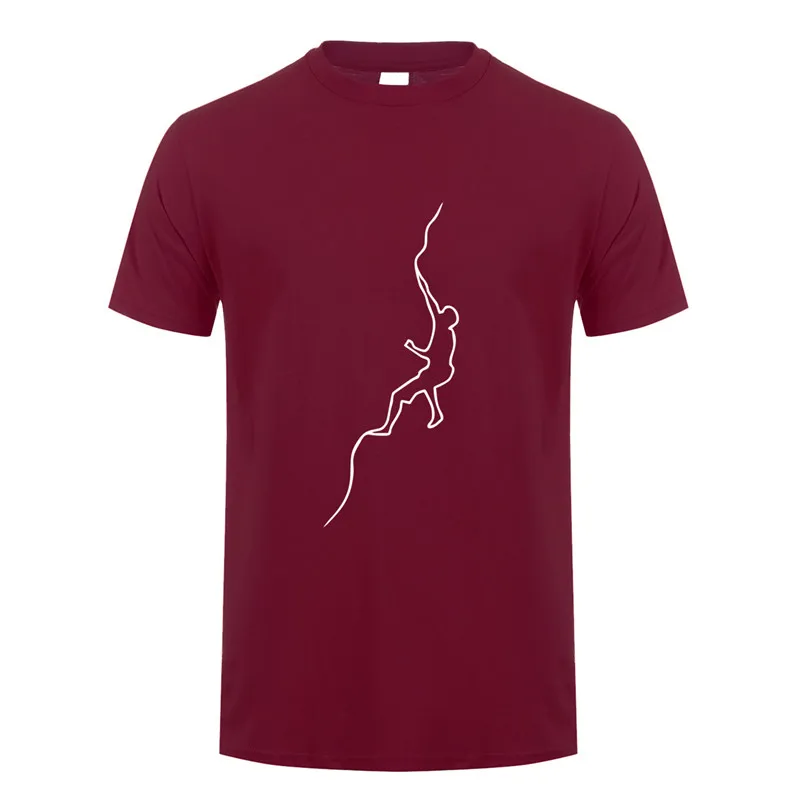 Maroon Летняя футболка для альпинизма, Модная хлопковая Футболка с круглым вырезом и коротким рукавом, забавная футболка для альпинизма, Мужская одежда, топы TM-028 - Цвет: Maroon