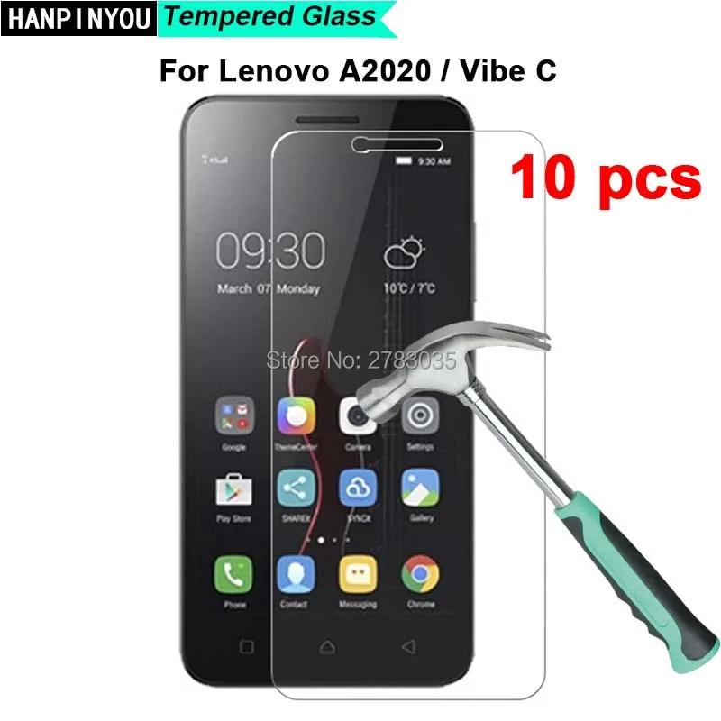 

10 Pcs/Lot For Lenovo Vibe C A2020 5.0" 9H Hardness 2.5D Ultra-thin Toughened Tempered Glass Film Screen Protector Protect Guard
