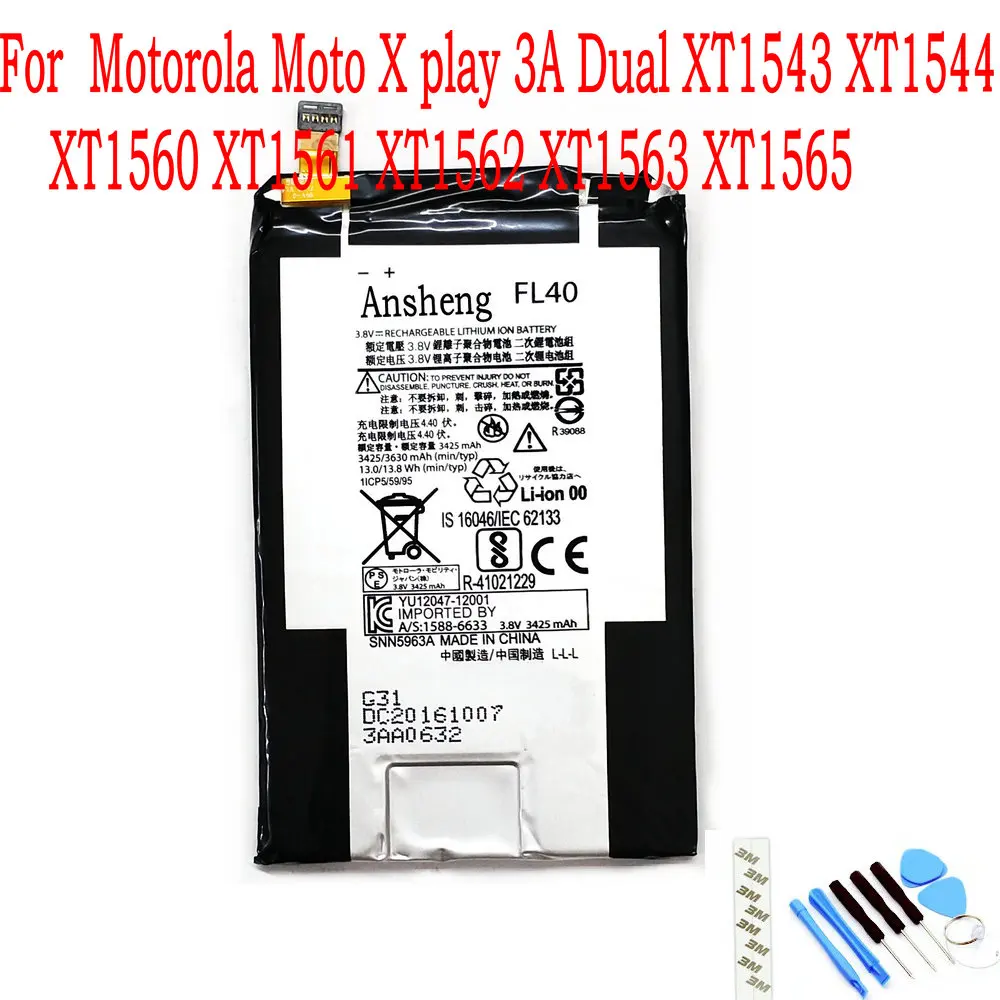 100% Новый оригинальный аккумулятор FL40 3630 мАч для Motorola Moto X play 3A Dual XT1543 XT1544 XT1560 XT1561