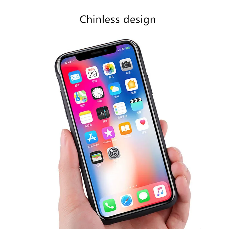 Для iPhone X XS Аккумулятор Чехол 10000 мАч емкость и кольцом держателем портативный