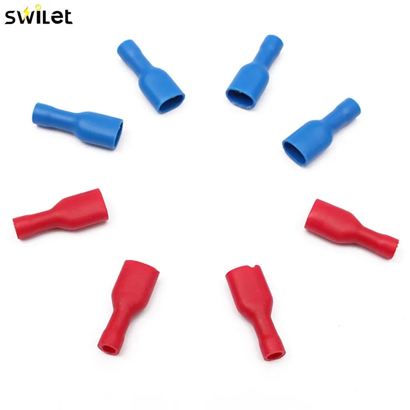 SWILET 50 шт. красный и синий 6 3 мм гнездовой изолированный обжимной соединитель для 0