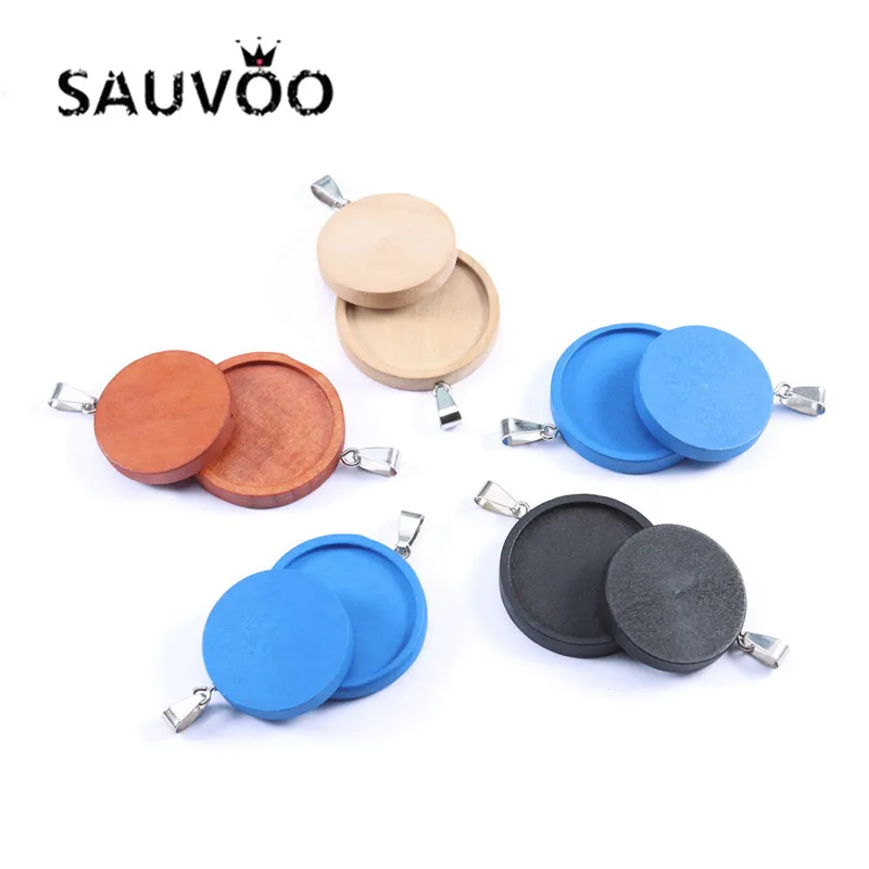 SAUVOO 8 шт./лот деревянные круглые Ретро ювелирные изделия кабошон основа кулон
