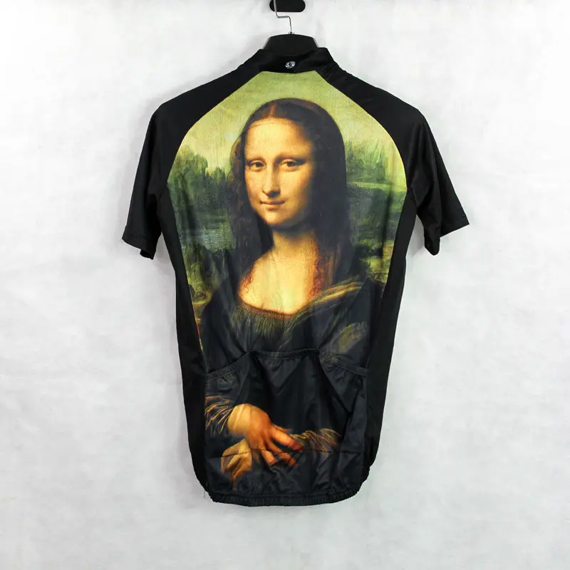 

Alien SportsWear Mona Lisa Pattern Men Short Seeve Riding Apparel Black 100%Polyester Full Zipper Ciclismo RopaSize XS-5XL
