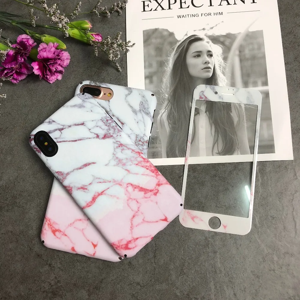 Легкие красивые модные Винтаж Мрамор рисунком Футляр для IPhone х чехол empered Стекло