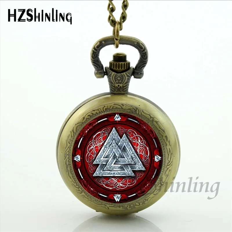 Новинка 2017 винтажное ожерелье Valknut Viking Norses с треугольным узором карманные часы
