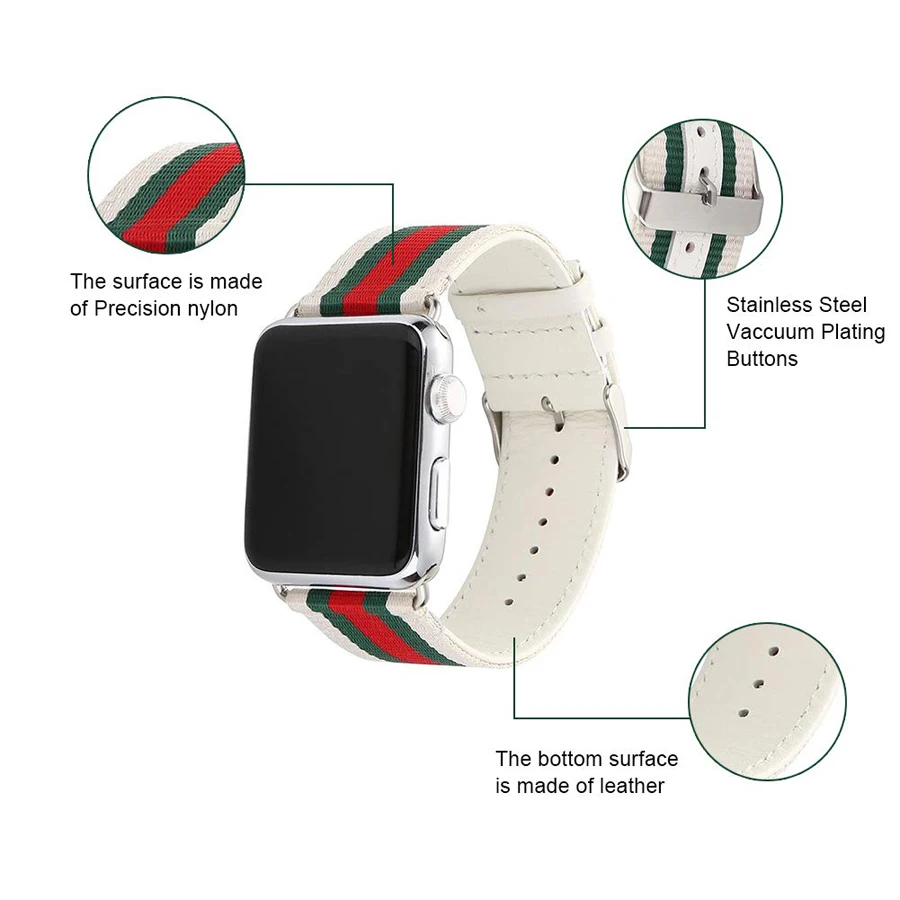 Ремешок нейлоновый Плетеный для apple watch 42 мм 38 кожаный спортивный браслет iWatch Series