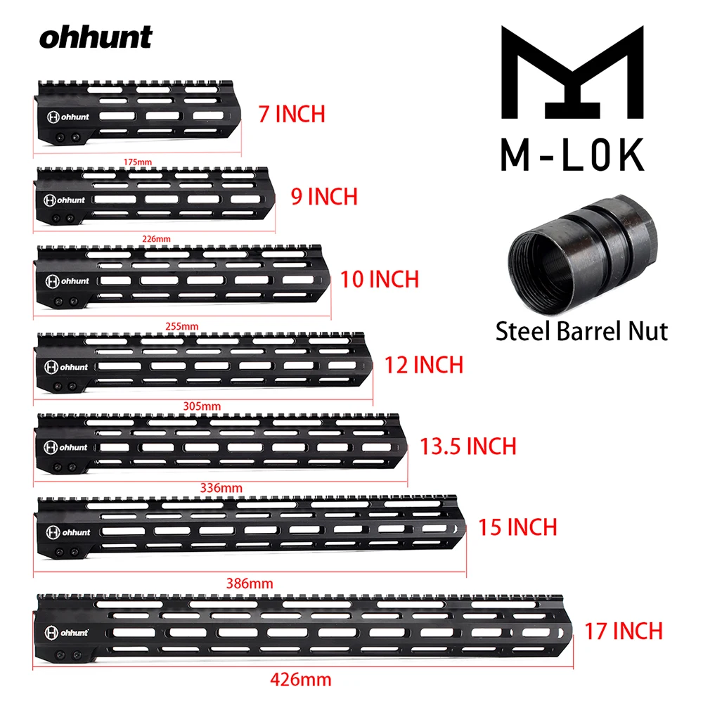 Ohhunt7 &quot9&quot 10 &quot12&quot 13 5 &quot15&quot 17 &quotAR15 Free Float M LOK Handguard Picatinny Rail Slim Style со стальной