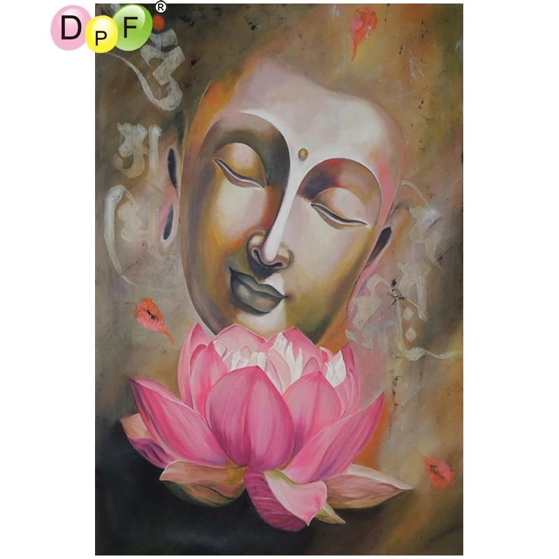 

DPF DIY The lotus of the Buddha 5D diamond embroidery needlework diamond painting cross stitch home decor diamond mosaic square