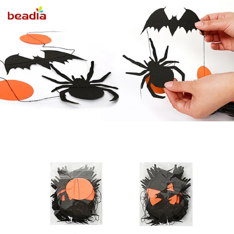 4M Halloween Prop Foil Balloons Bat Spider Web Pumpkin Bunting Banners Paper Garland Kids Party Supplies | Дом и сад