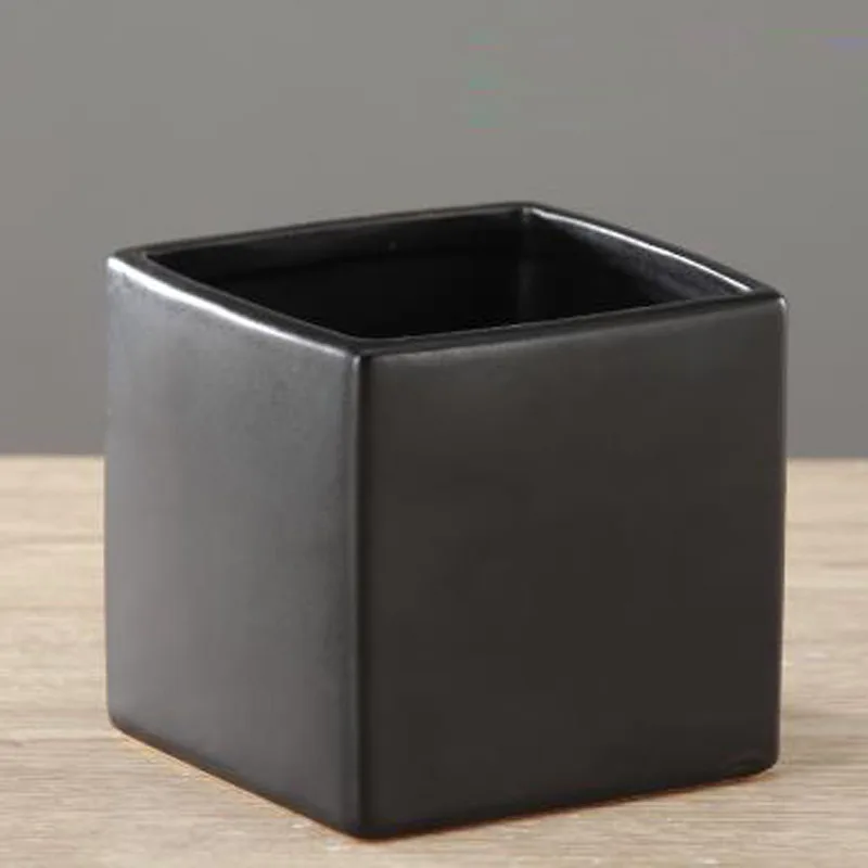 Black Vases L Цветы вазы стол центральный завод ваза керамическая искусство Квадратный Настольный цветок держатель для дома/Свадебные украшения Лучшие подарки G072 - Цвет: Black Vases L