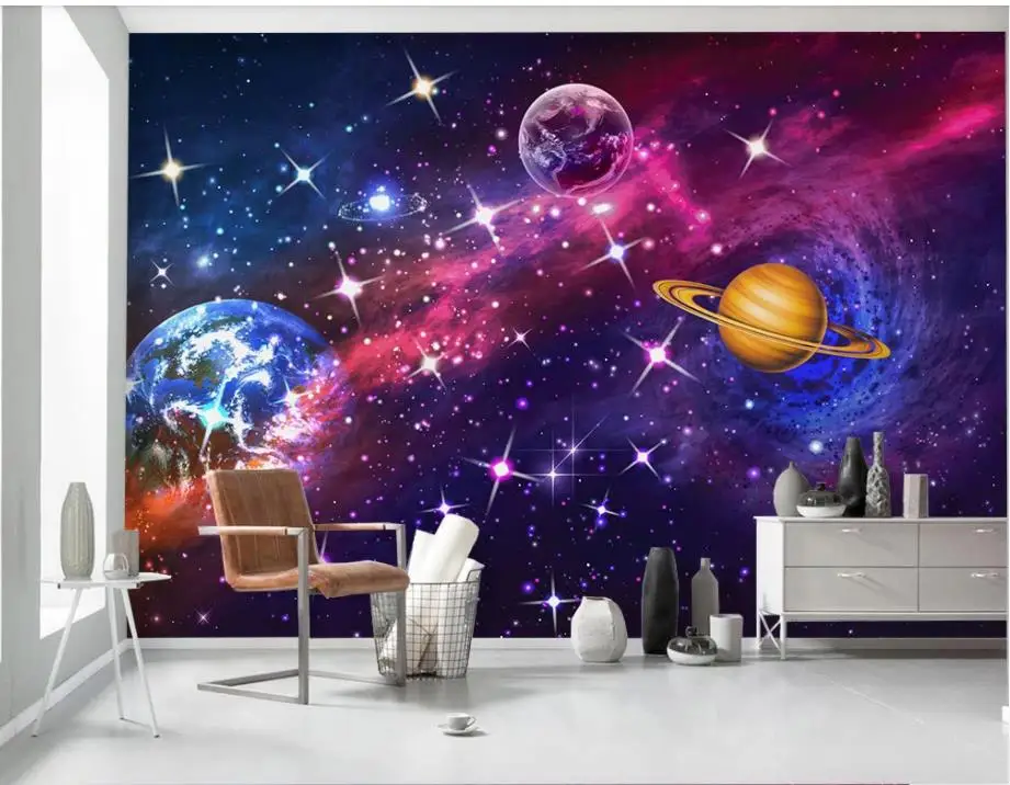 Custom photo wallpapers 3d murals wallpaper for walls 3 d Starry sky planet wall decorative painting papers | Обустройство дома