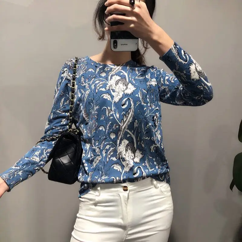 blouse5 Женские блузки Новая модная офисная рубашка с длинным рукавом шелковая блузка с принтом Рубашки повседневные топы Blusas Femininas Chemise Femme - Цвет: blouse5