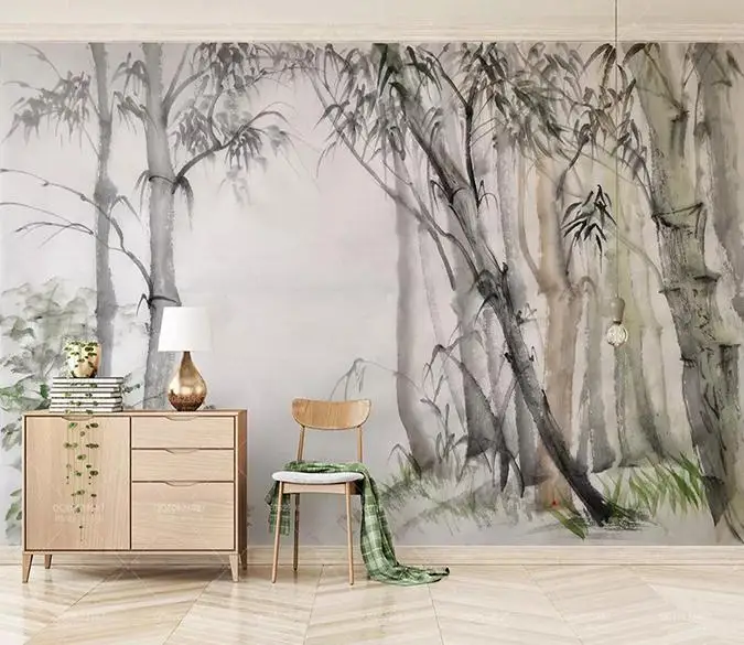 

[Self-Adhesive] 3D Ink Bamboo Forest Painting 33 Wall Paper mural Wall Print Decal Wall Murals