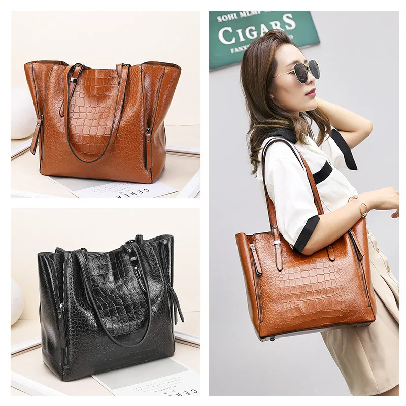 

OLOEY Women's tote bag Fashion simple versatile women's shoulder bag Multifunctional crocodile pattern handbags large capacity