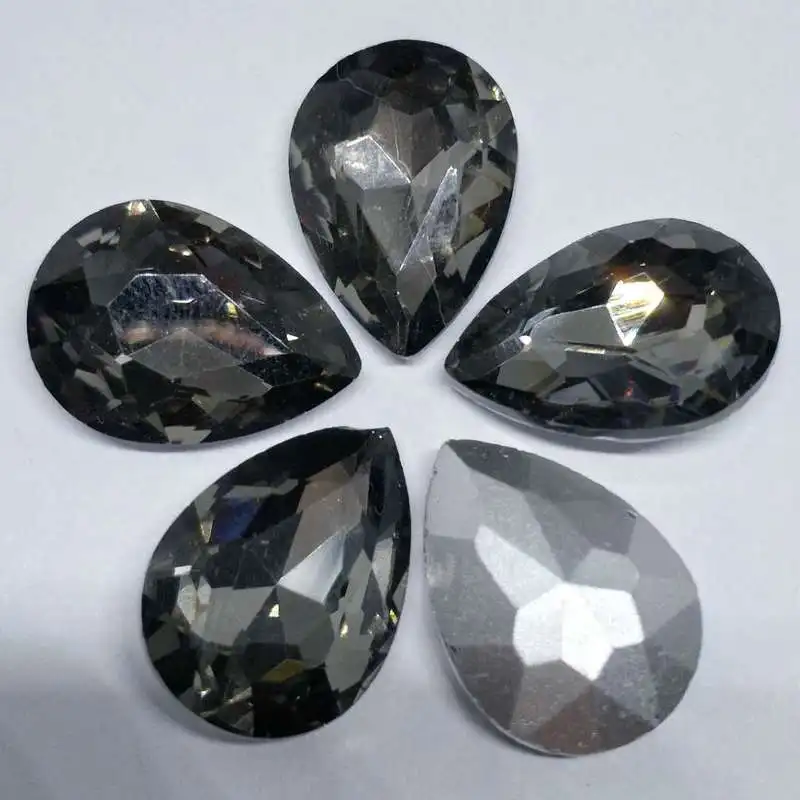 Серые капли из хрустального стекла для пошива страз с острым задником DIY