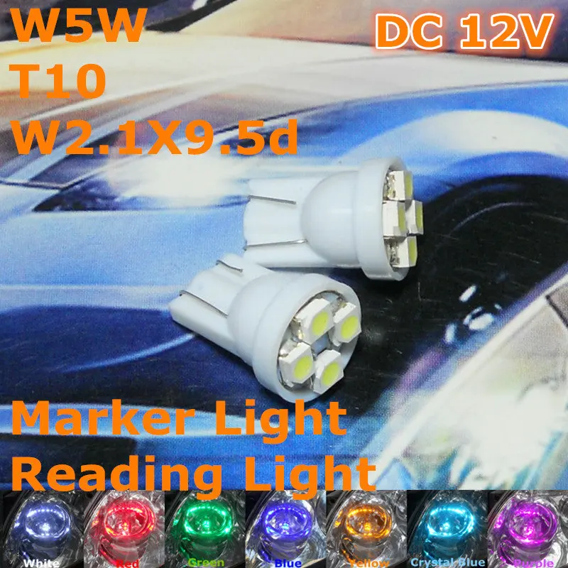 12V светодиодный лампочка для автомобиля 10 шт T10(4*1210 SMD)W5W W2.1X9.5d сигнала Топ чтения