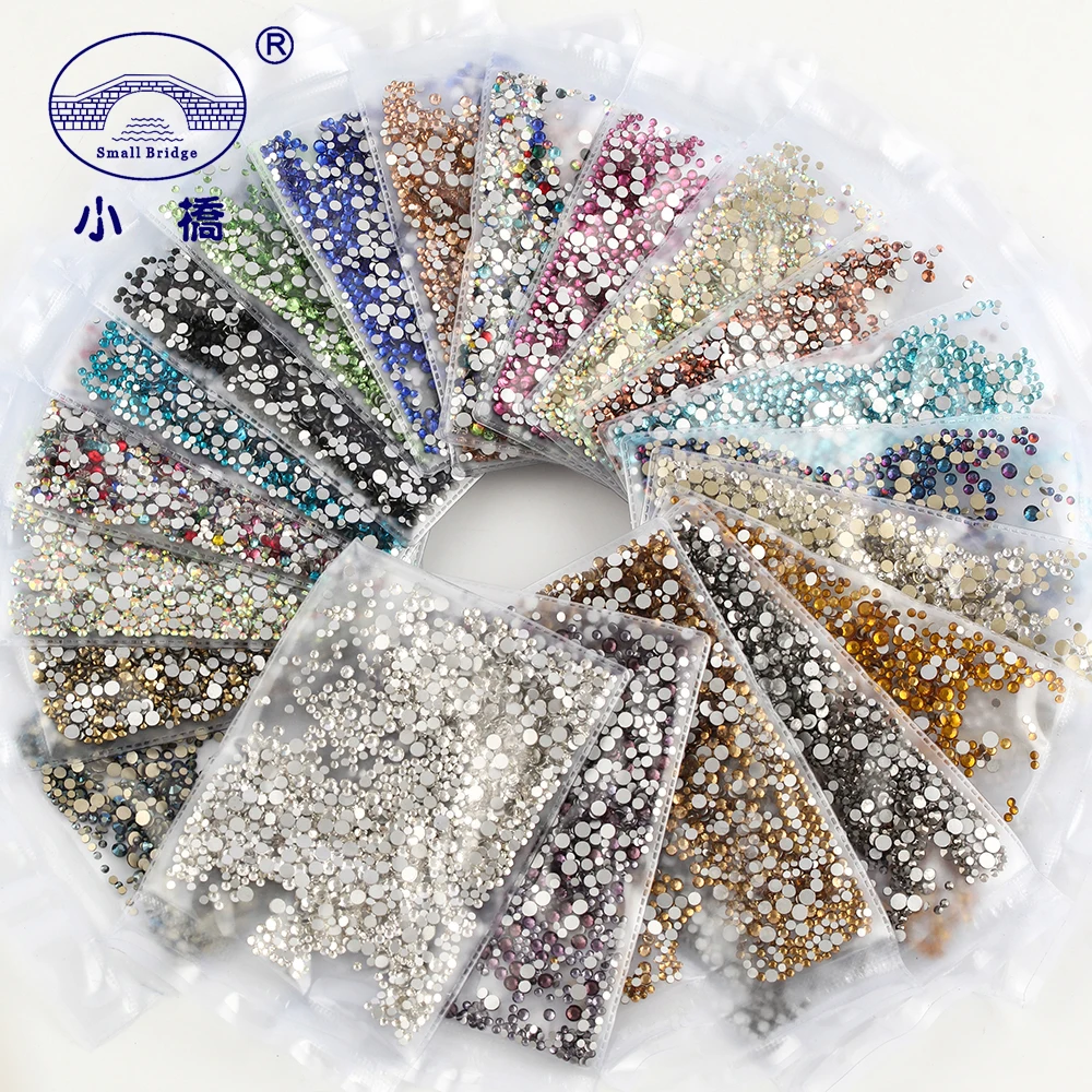 Ss6-Ss16 3D круглые смешанные Стразы для одежды для украшения ногтей 1440 Pz Кристаллы с плоской задней частью аппликация каменные Стразы X016