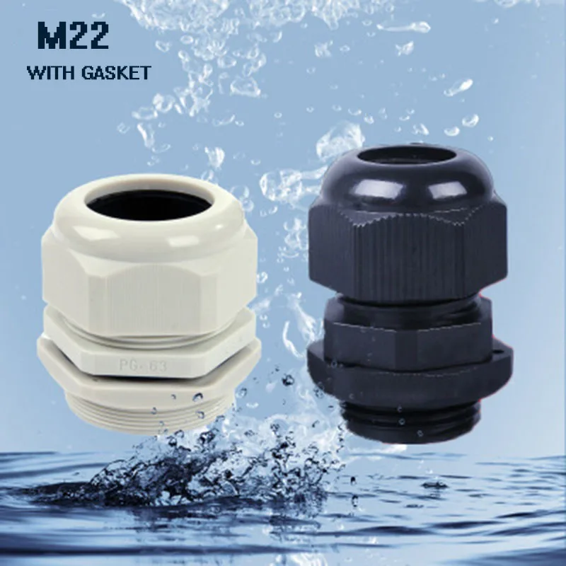 

10pcs M Type waterproof Nylon Cable Gland IP68 M22 High Quality 10-13mm with Waterproof Gasket PA66 cable conduit free shipping