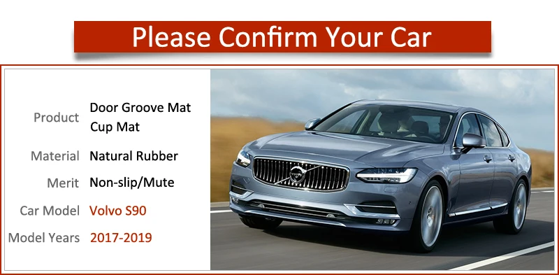 Противоскользящий резиновый коврик для кружки Volvo S90 T4 T5 T6 T8 D3 D4 D5 AWD 2017 2018 2019