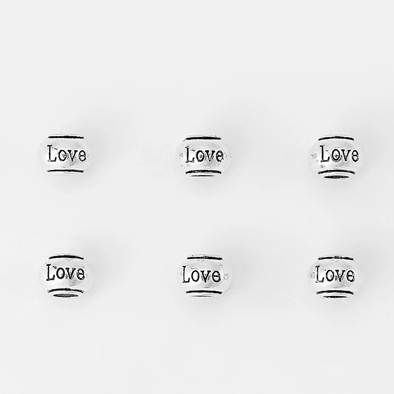 10 шт. Ibetan серебряная круглая фотография с гравировкой Love для 5-миллиметрового