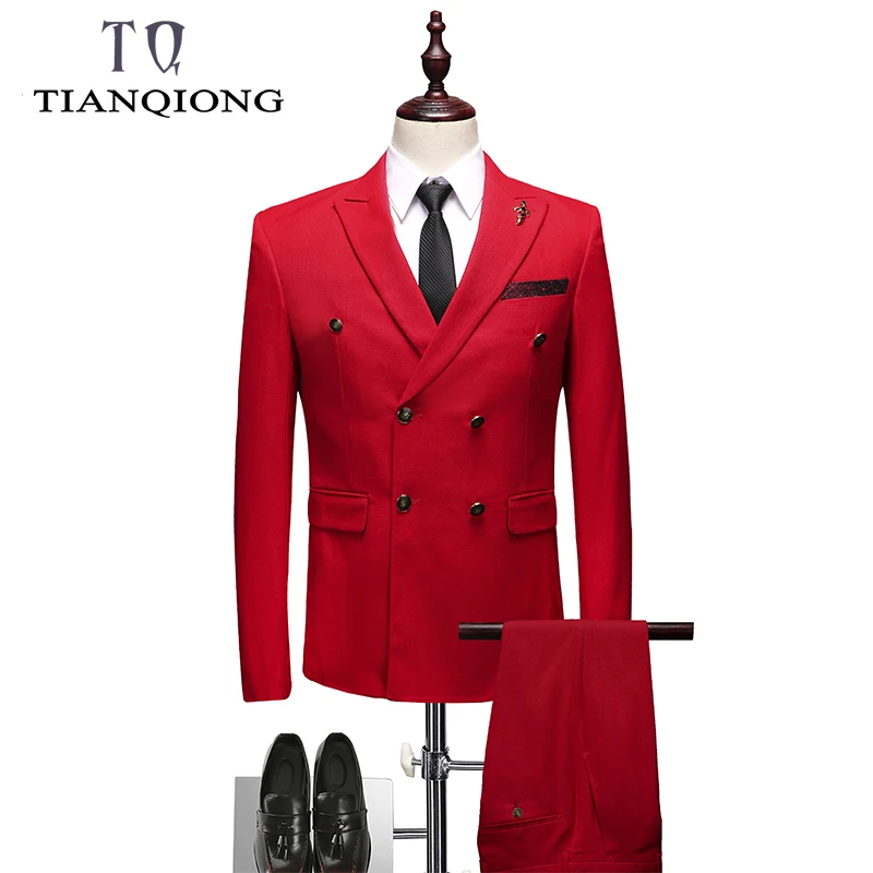 Новинка 2019 дизайнерский костюм из двубортного пиджака и брюк мужской брендовая