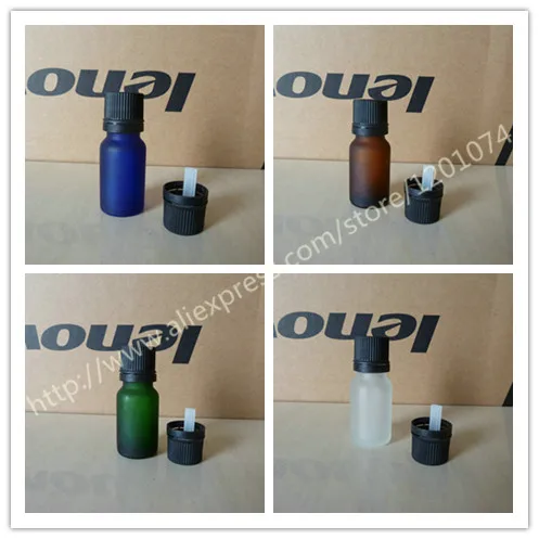 10 мл Прозрачный/коричневый/зеленый/синее матовое стекло бутылка с Пластик черный