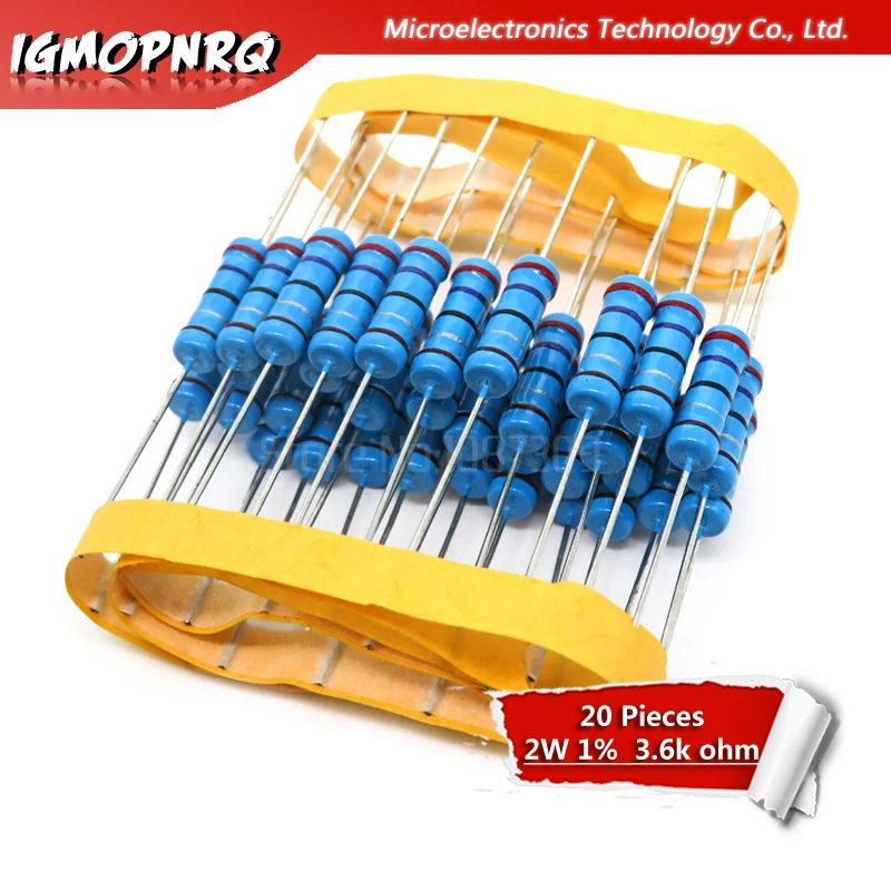 

20pcs 2W Metal film resistor resistance 1% 2W-3.6K 3.6Kohm
