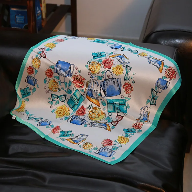 Новое поступление Модный Шелковый шарф с мультяшным принтом 100% шелковый сумочка