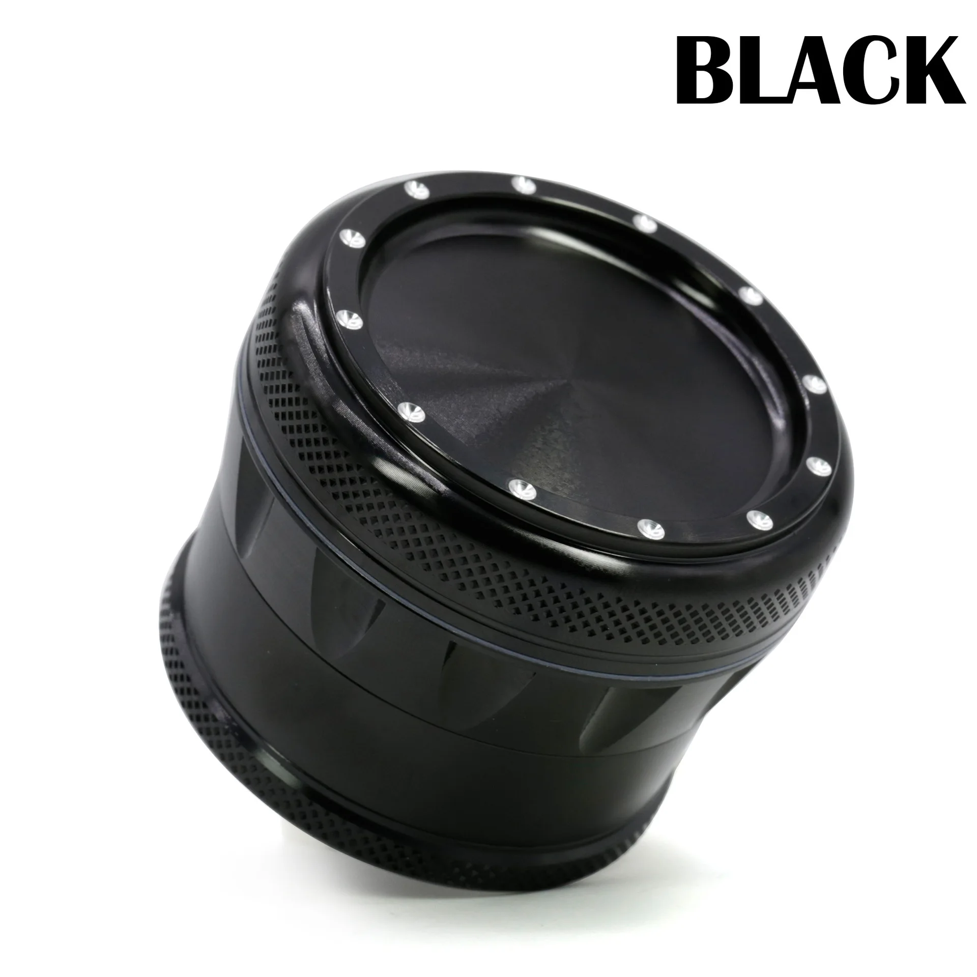 Черный New 4 Parts 69mm Aluminum Alloy Tobacco Smoke Herb Grinder Hand Crank Muller Mill Pollinator Shisha Hookah Pipe wholesale - Цвет: Черный